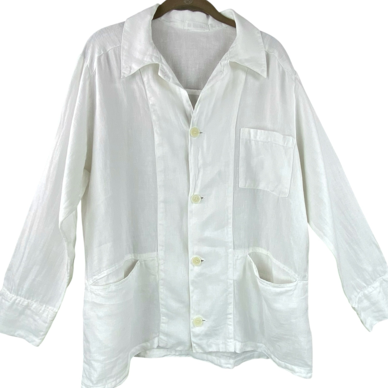 Cp Shades 100% Linen Jacket Size Xs Oversized White Beach Resort
